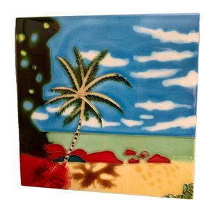 Palm Tree Beach 8x8 Decorative Wall Art Ceramic Tile  New Backsplash Gift
